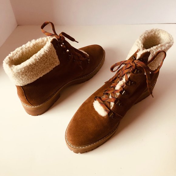 Like new!-RENVY Lace up Suede ankle Boots-cognac brown 9.5 - Picture 6 of 6